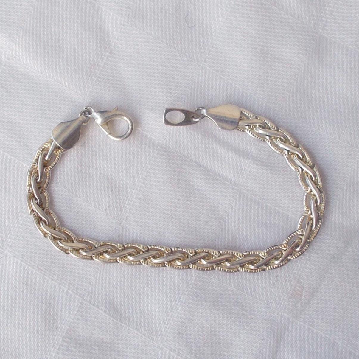Vintage Woven Sterling Silver Bracelet - Etsy