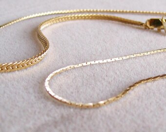 Goldtone Set 24” NECKLACE & 7” BRACELET Flat Chain Herringbone Korea