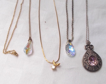 Choice:  CRYSTAL NECKLACE Lavender Teardrop Aurora Borealis Solitaire (cr)