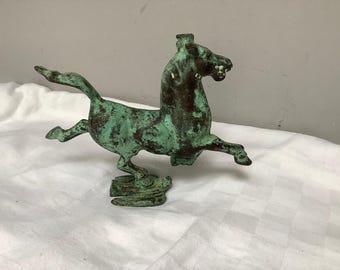 Vintage Chinese Statue FLYING HORSE on SWALLOW Made of Gansu Bronze 7" Hong Kong