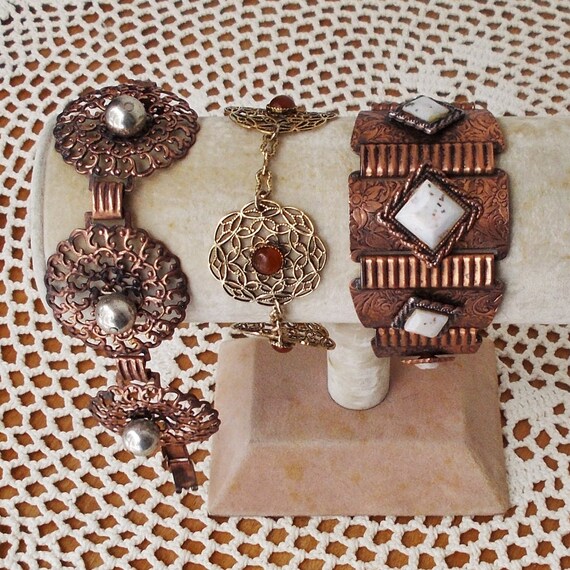 Choice - STATEMENT BRACELET Copper Tone Goldtone … - image 9