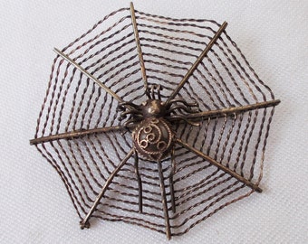 Vintage MMA SPIDER BROOCH Sterling Silver “Spider In A Web” Pin Adapted From Chinese 17th Century Ming Arachnid Gothic