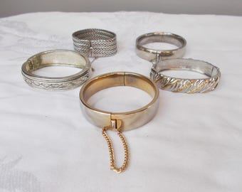 Choice -  CLAMPER BRACELETS Bangle Cuff Clasp 2 Tone Chunky Smooth Woven Rhinestone Jewelry Collection Stacking Layer .l