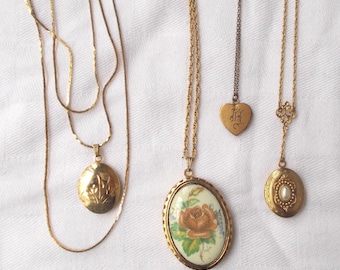 Choice: LOCKET NECKLACE Rose Faux Pearl Multi-Chain Initial B Brass Goldtone (cr)