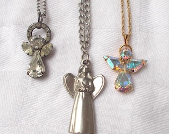 Choice: ANGEL NECKLACE Aurora Borealis Crystal Peace Religious Protection (cr)