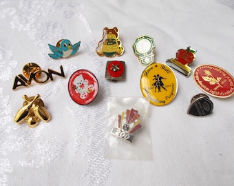 Set of 12 Assorted HAT PINS Tie Tacs Lapel Pin Avon Bowling ALA American Legion Amway .O