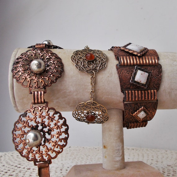 Choice - STATEMENT BRACELET Copper Tone Goldtone … - image 1