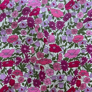 Liberty Print Tana Lawn Cotton Remnant Pink Poppy Forest C