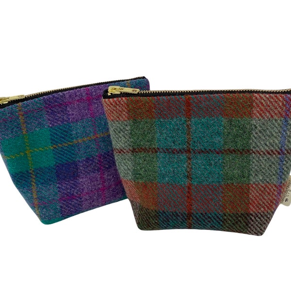 Harris Tweed Accessories Bag, Make Up Bag, Tweed Cosmetic Bag, Small Toiletry Bag, Overnight Wash-bag