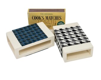 Matchbox Holder, Wood & Tweed Matchbox Cover, Cooks Matchbox Cover