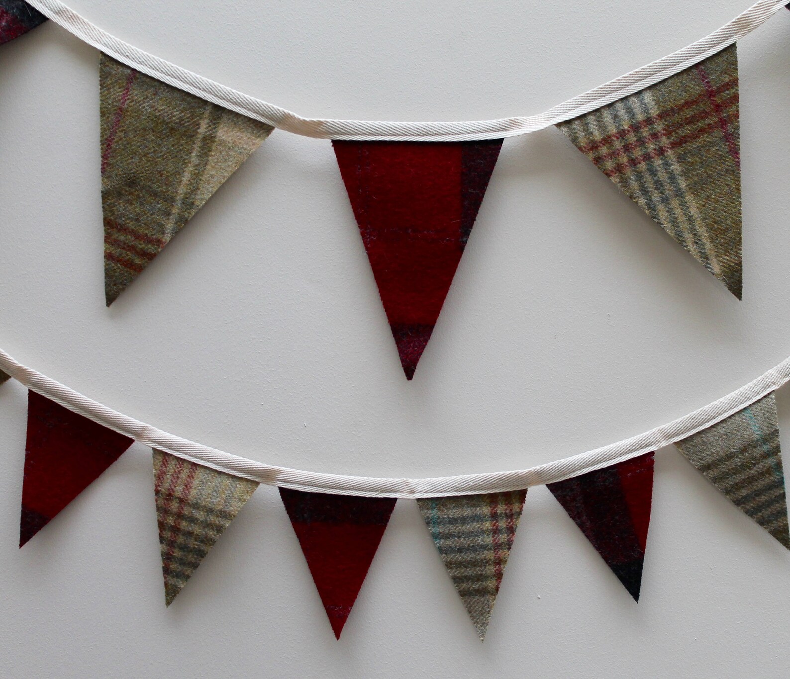 Tartan Tweed Bunting Red & Green Bunting Etsy