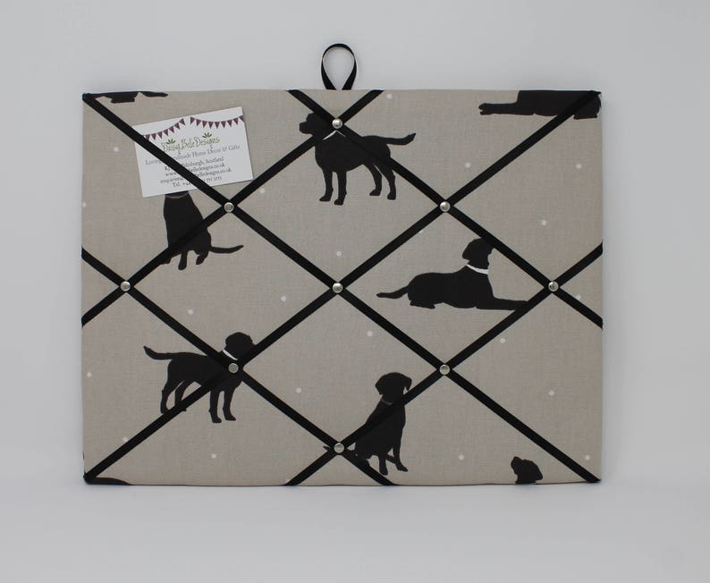 Fabric Noticeboard, Black Lab Pin Board, Labrador Gifts, Dog Pin Board Landscape
