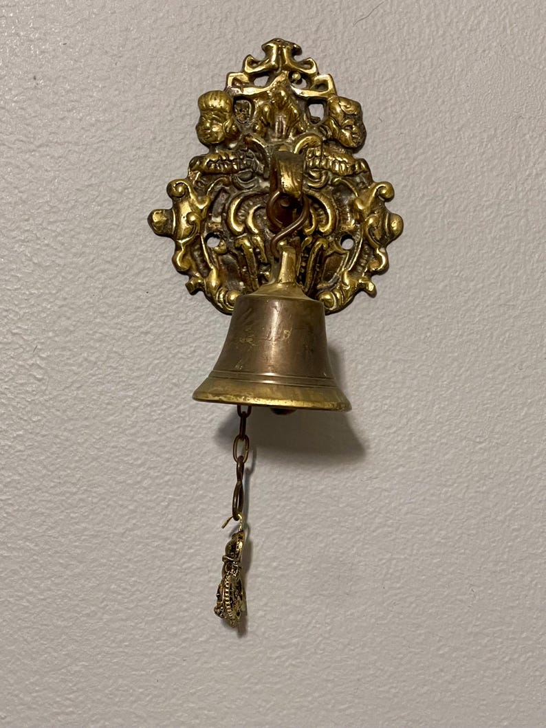 Ornate Brass Door Bell Vintage Wall-mounted Bell With Cherub Details - Etsy
