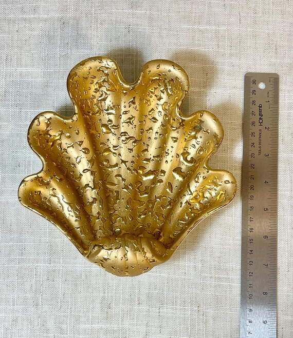 Vintage 22K Gold Clam Shell Trinket Dish - image 7
