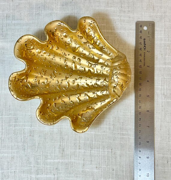 Vintage 22K Gold Clam Shell Trinket Dish - image 8