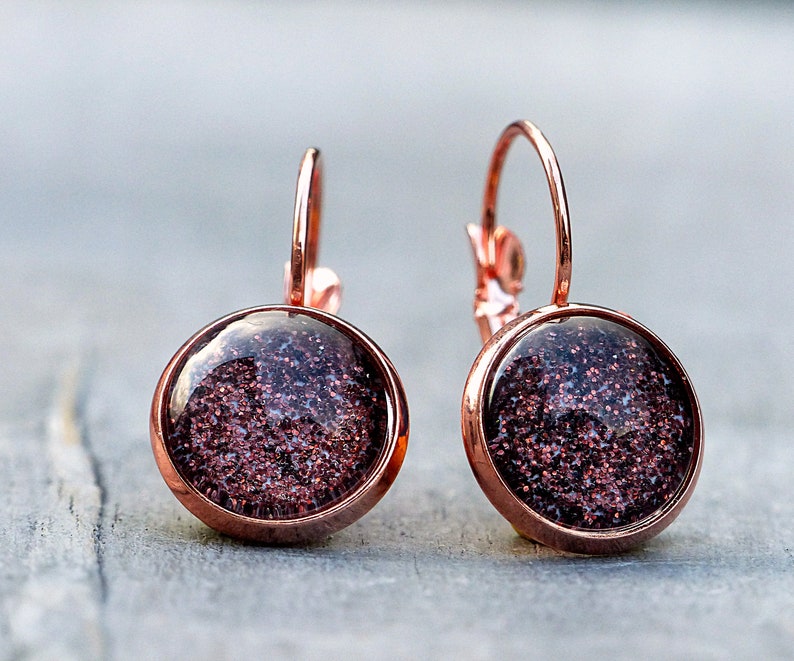 Earrings Rose Gold & Bordeaux image 2