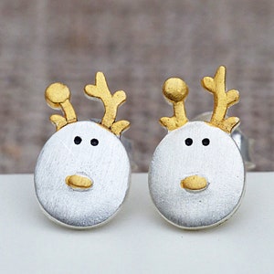 En argent 925 les boucles doreilles douces Moose image 1