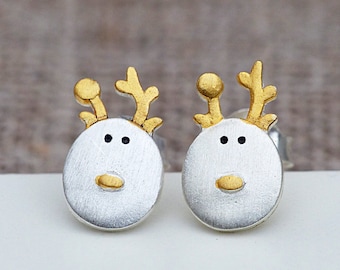 925 silver-Sweet moose Earrings