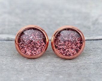 Studs - Rose Gold & Bordeaux