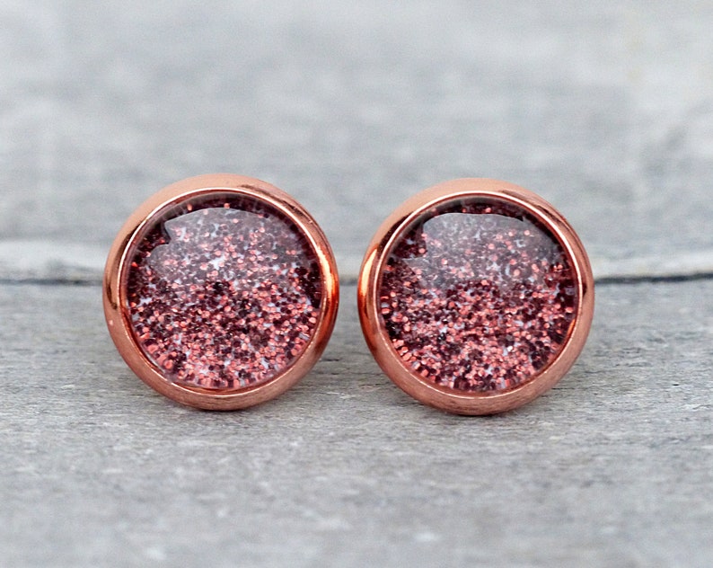 Studs Rose Gold & Bordeaux image 1