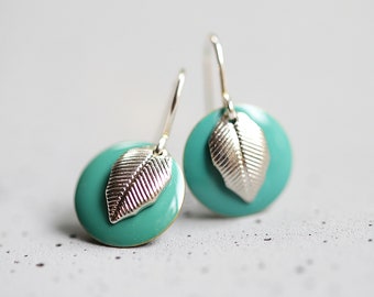 Emaille Ohrringe ~ 925er Silber ~ Geschenke für Sie ~ smaragd
