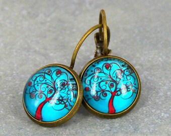 Les boucles d’oreilles verre « Arbre de vie »