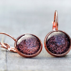 Earrings Rose Gold & Bordeaux image 1