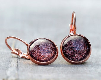 Earrings - Rose Gold & Bordeaux
