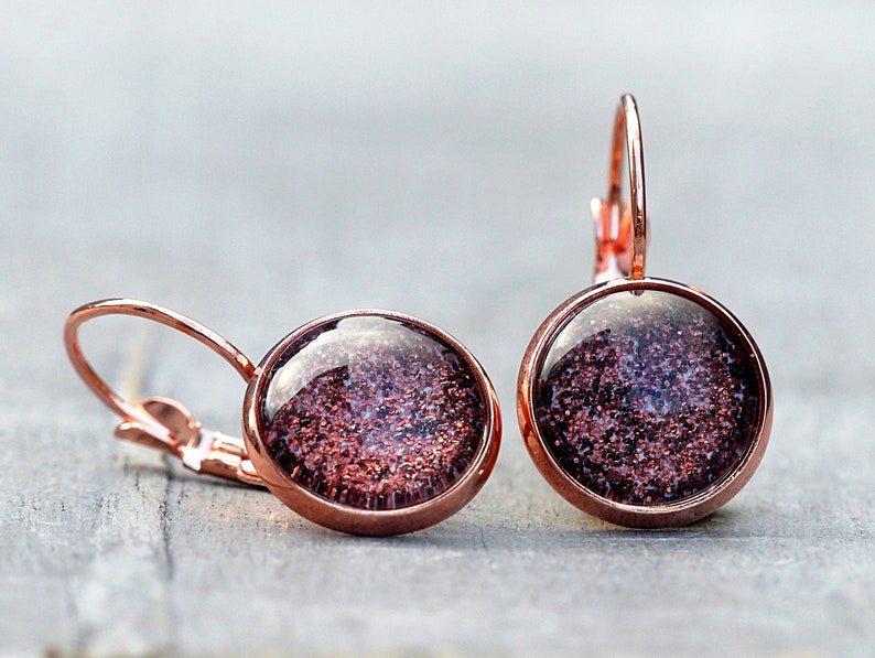 Earrings Rose Gold & Bordeaux image 1