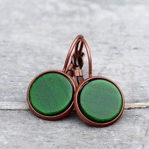 Moss Green Pendientes de cobre // Cobre Tendencia 2017 imagen 1