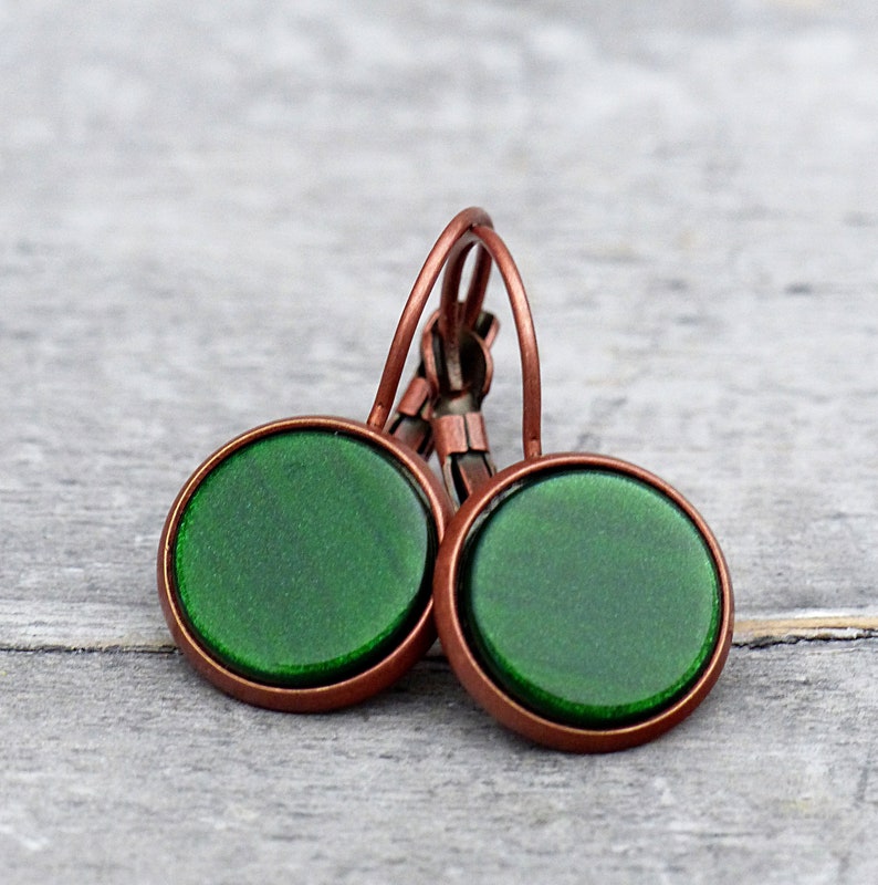 Moss Green Pendientes de cobre // Cobre Tendencia 2017 imagen 1