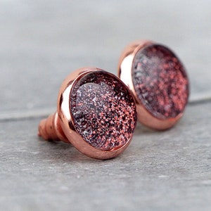 Studs Rose Gold & Bordeaux image 3