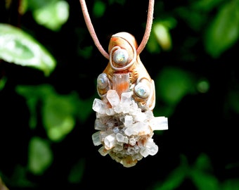 WHITE ARAGONITE Star Cluster Necklace Gemstone Clay Organic Woodland Pendant