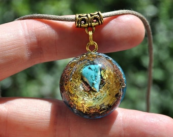 Tibetan Turquoise Orgonite® Orgone Necklace with 24K Gold, Unisex