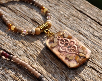 Jasper Orgonite® Pendant on Beaded Necklace Unisex - Free Delivery !