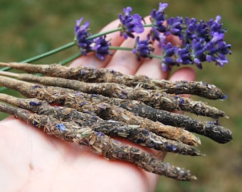 Bâtonnets d'encens lavande patchouli roulés à la main - Aromathérapie naturelle, 6 pièces