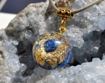 Blue Kyanite with 24K Gold Orgonite® Pendant Unisex - FREE Shipping !