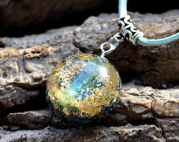 AQUA AURA Quartz Crystal Orgonite® Pendant Necklace