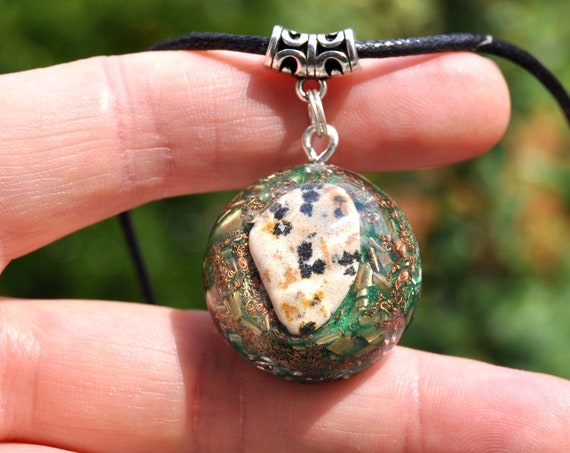 Dalmatian Jasper Pendant Necklace, Orgonite®  Unisex