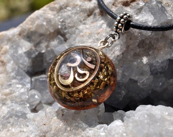 AUM Orgonite® Pendant Necklace with pink Tourmaline, Unisex