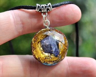 TANZANITE + 24K Gold Orgonite® Pendant Unisex - FREE Shipping !