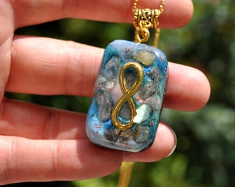 Labradorite Orgonite® Pendant - INFINITY Necklace