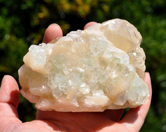 479 gram Apophyllite + Calcite + Stillbite Cluster - Large Crystal  - 16.8 Oz - Free Delivery