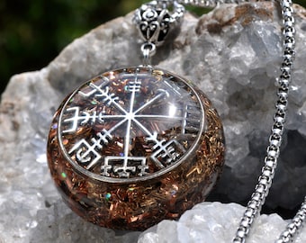 Vegvísir Compass Orgonite® Necklace with Elite Shungite, Unisex EMF Protection Pendant  - FREE Shipping !