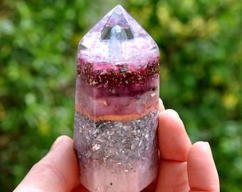 Pink Crystal Obelisk Tower Orgonite® Orgone Obelisk Crystal - Harmonize Your Space with Nature's Energy EMF Harmonizer - Free Delivery