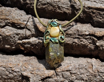 Bumble bee Jasper Orgonite® pendant Necklace, Clay Gemstone, Unisex