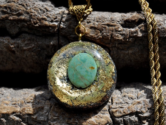 Real Tibetan Turquoise Orgone Orgonite® Pendant LARGE