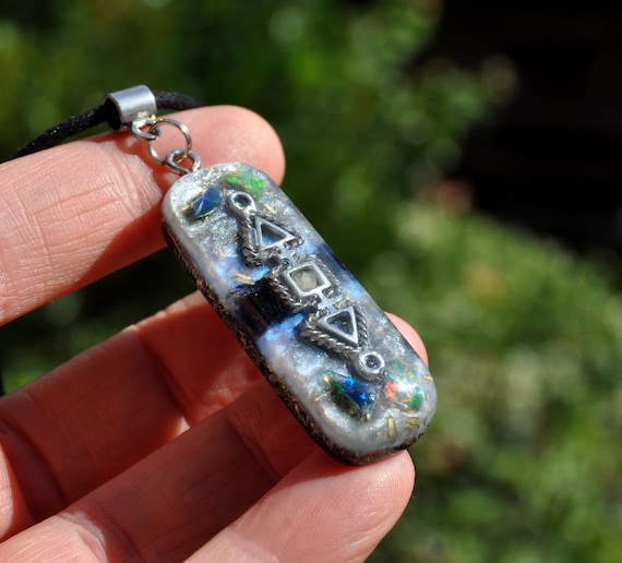 BLACK OPAL Pendant Orgonite® Necklace - EMF Cleanser