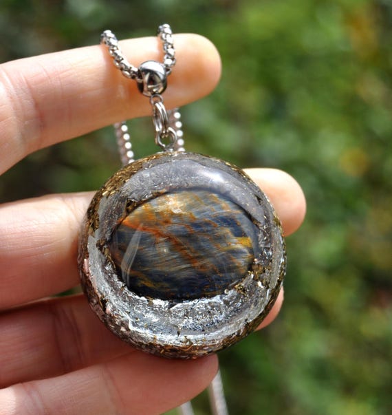 Pietersite Pendant Orgonite Stormstone Necklace RARE, Handmade Gemstone Jewelry, EMF Harmonizer Unisex