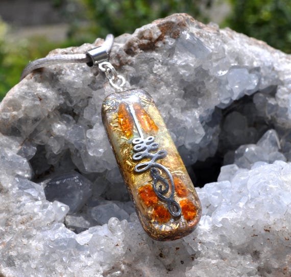 Umalome Pendant with orange Kyanite | EMF Protection and Healing Energy Jewelry